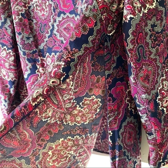 Talbots shirt Pink  paisley polyester Women’s Size Large Petite - Picture 6 of 10